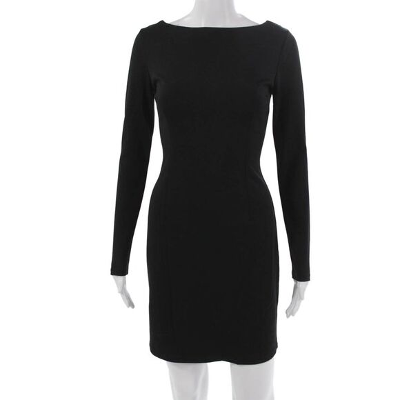 BB Dakota Dresses & Skirts - BB Dakota Women Bodycon Dress Black Long Sleeve Boat Neck Lace Up Size XS